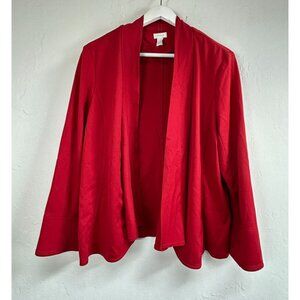 Chico's Womens Open Drape Front Red Cardigan Blazer Sweater Size 3 Stretch Knit
